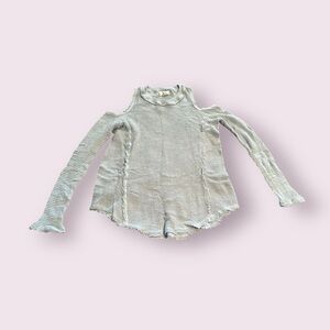 Women's Elan Seafoam Green Cold Shoulder Distressed Sweater Size Medium